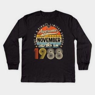 Awesome Since November 1988 Vintage 35th Birthday Kids Long Sleeve T-Shirt